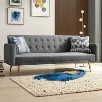 Windsor 3-Seater Sofa Bed - Grey, Velvet