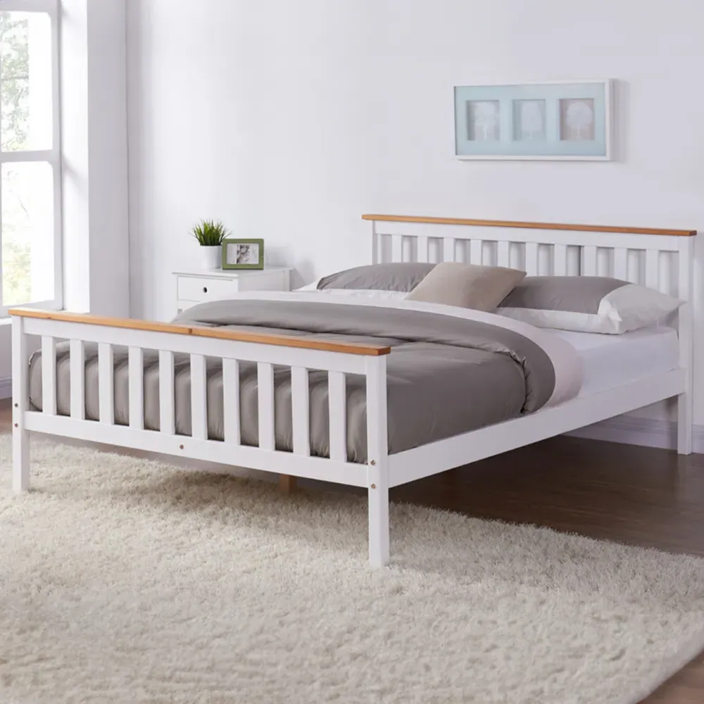 Woodford King Size Bed Frame - White, Oak image