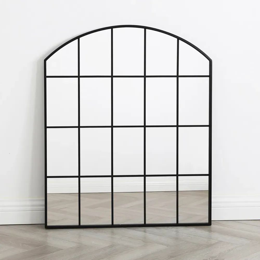 Aion Arched Wall Mirror 90 x 75cm - Black, Metal