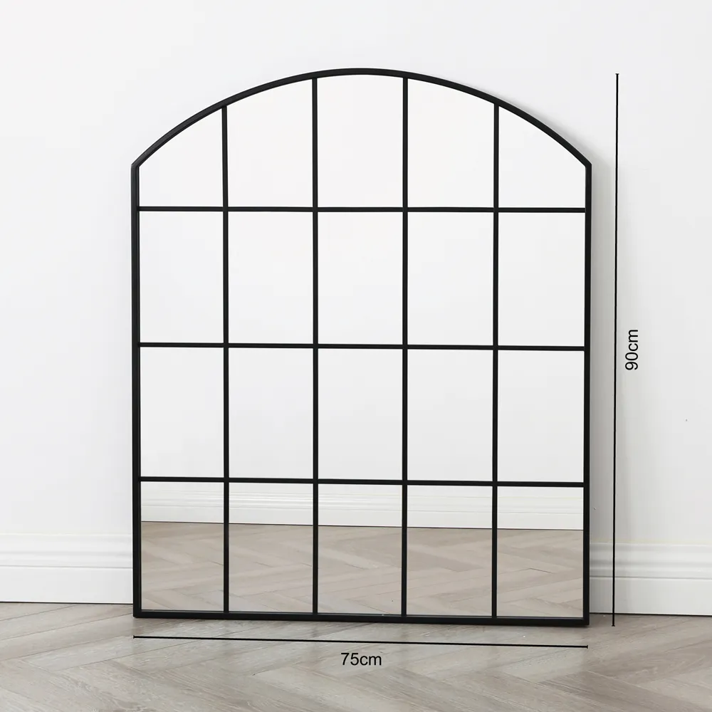 Aion Arched Wall Mirror 90 x 75cm - Black, Metal