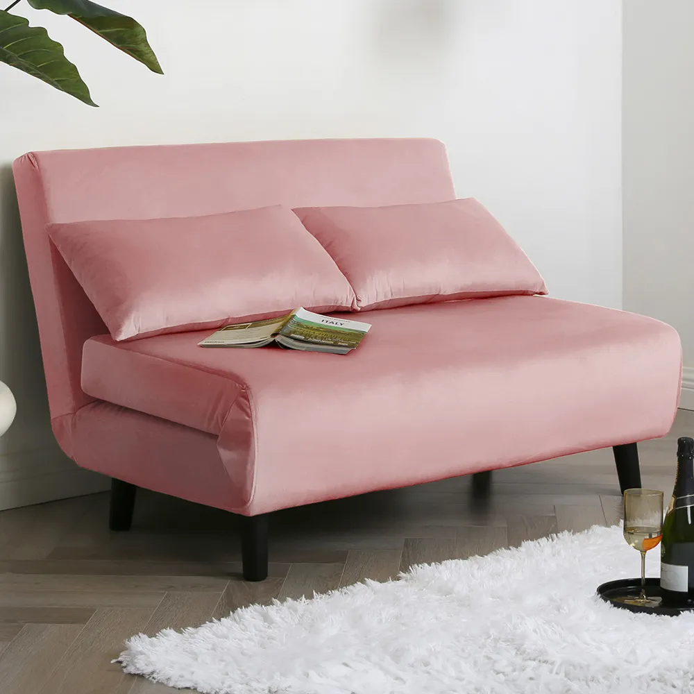 Aurora 2-Seater Sofa Bed - Pink, Velvet
