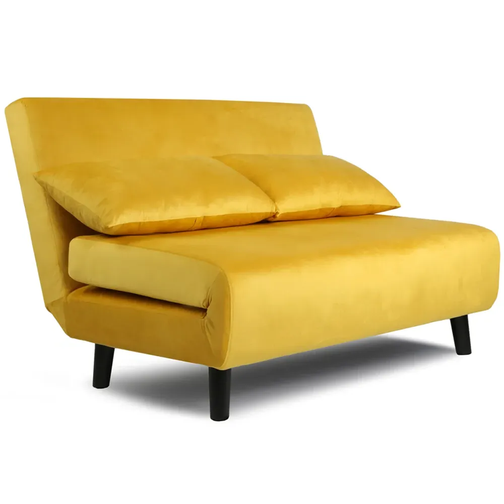 Aurora 2-Seater Sofa Bed - Yellow, Velvet