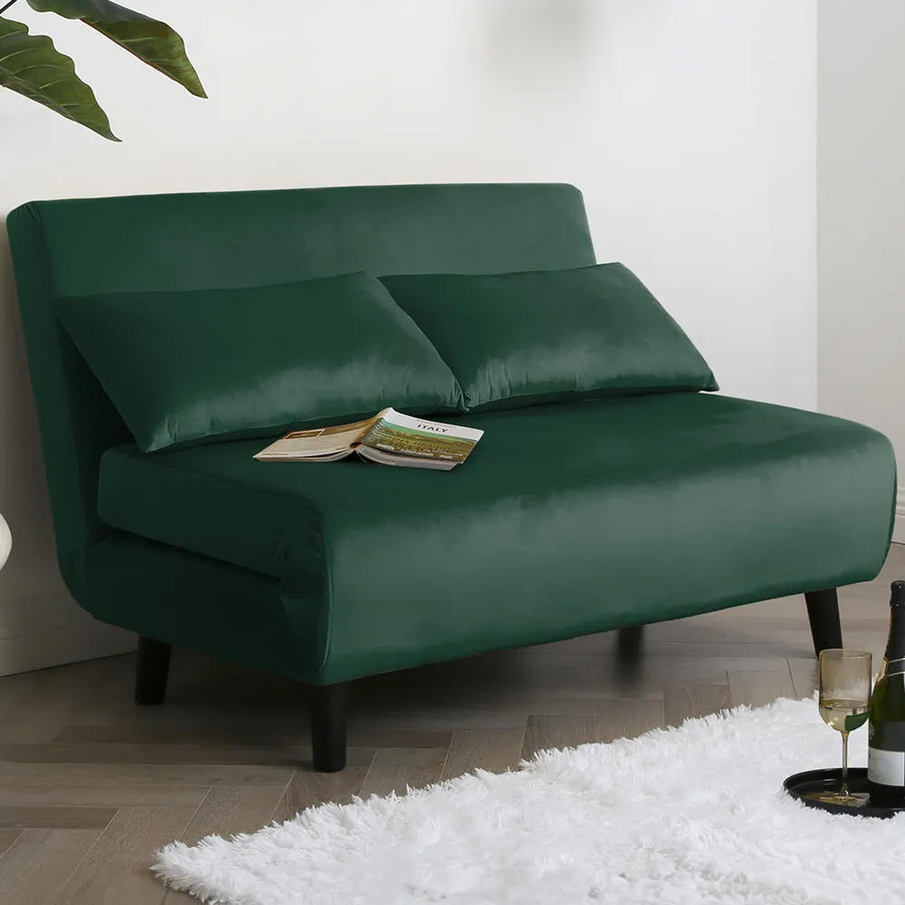 Aurora Double Sleeper Sofa Bed - Green, Velvet