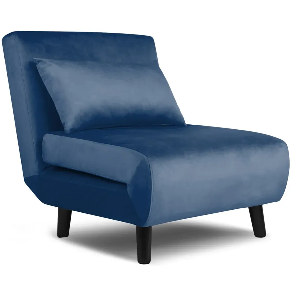 Aurora Single Seater Sofa Bed - Blue, Velvet
