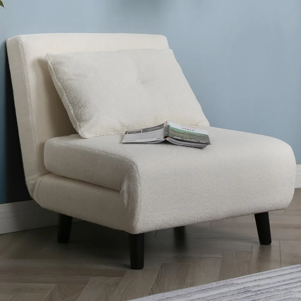 Aurora Single Seater Sofa Bed - Cream, Boucle image