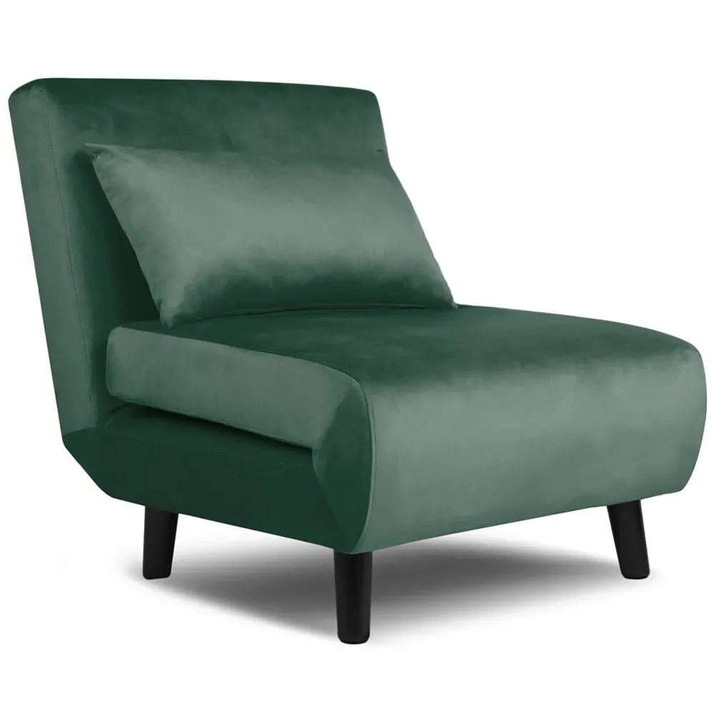 Aurora Single Seater Sofa Bed - Green, Velvet