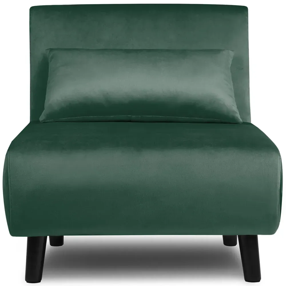 Aurora Single Seater Sofa Bed - Green, Velvet