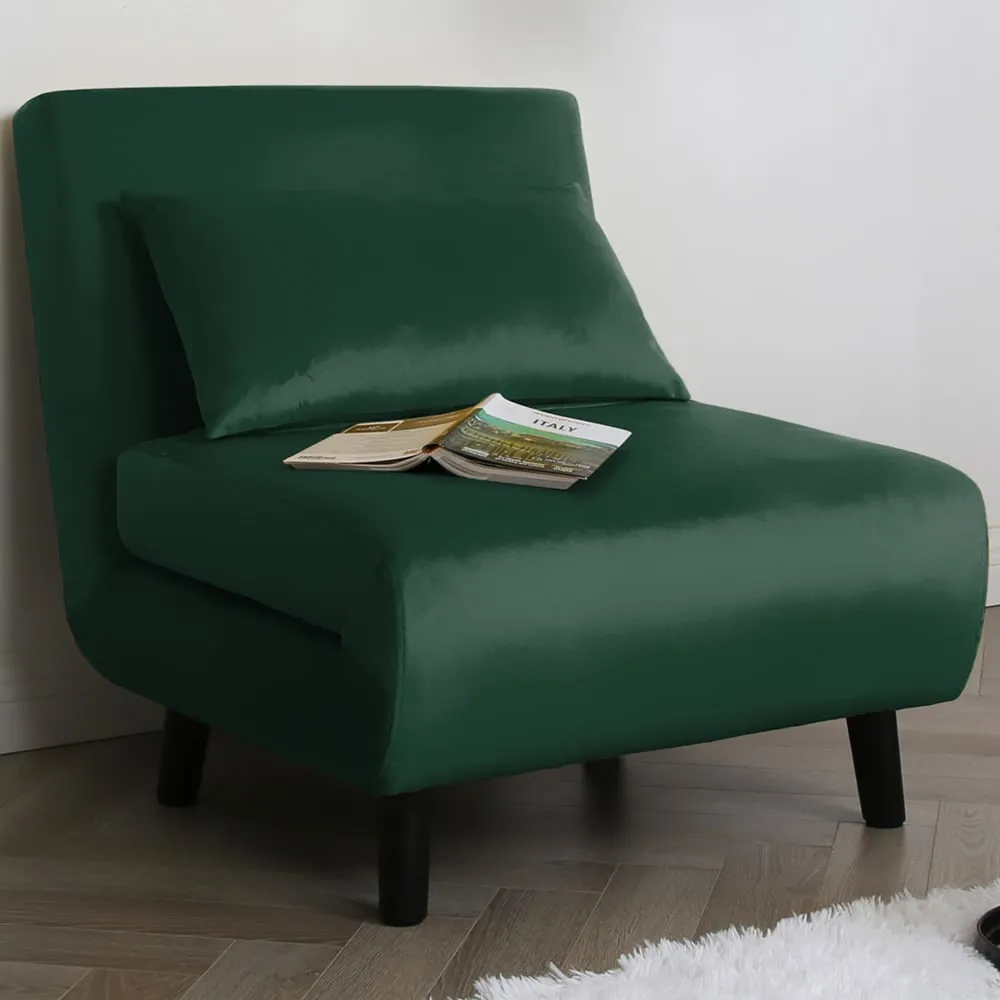 Aurora Single Seater Sofa Bed - Green, Velvet image
