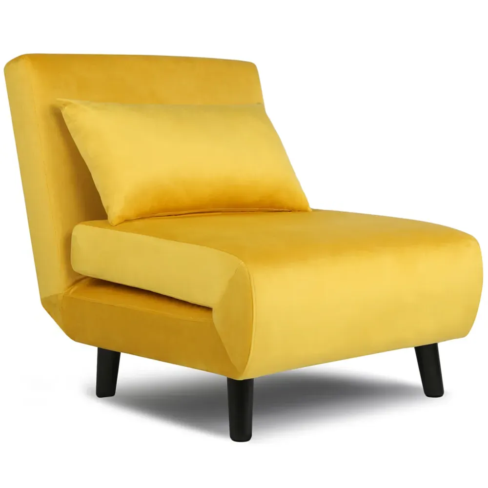 Aurora Single Seater Sofa Bed - Yellow, Velvet