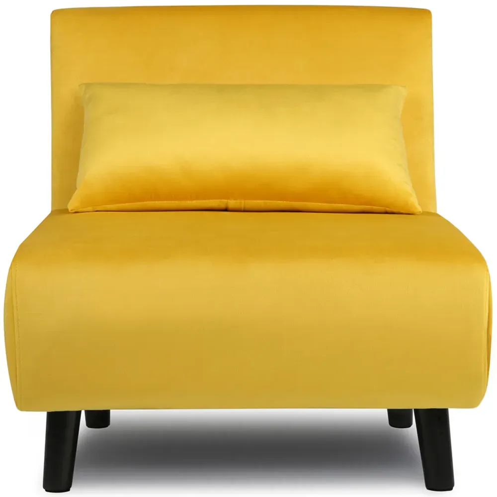 Aurora Single Seater Sofa Bed - Yellow, Velvet