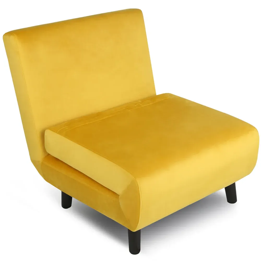 Aurora Single Seater Sofa Bed - Yellow, Velvet