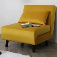 Aurora Single Seater Sofa Bed - Yellow, Velvet