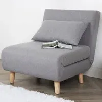 Aurora Single Sleeper Sofa Bed - Grey, Linen