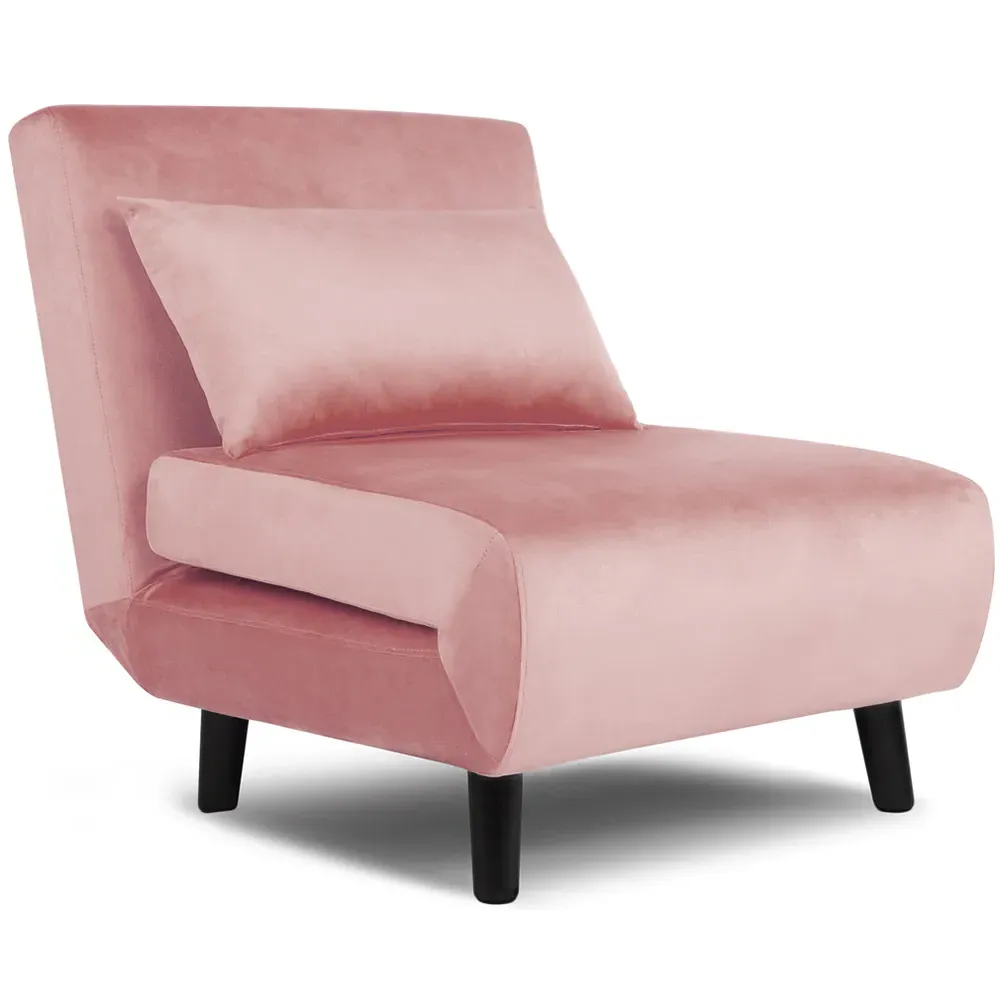 Aurora Single Sleeper Sofa Bed - Pink, Velvet