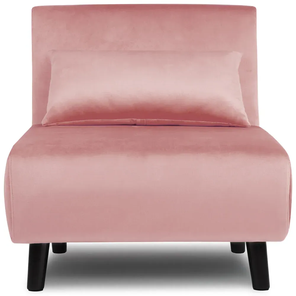 Aurora Single Sleeper Sofa Bed - Pink, Velvet