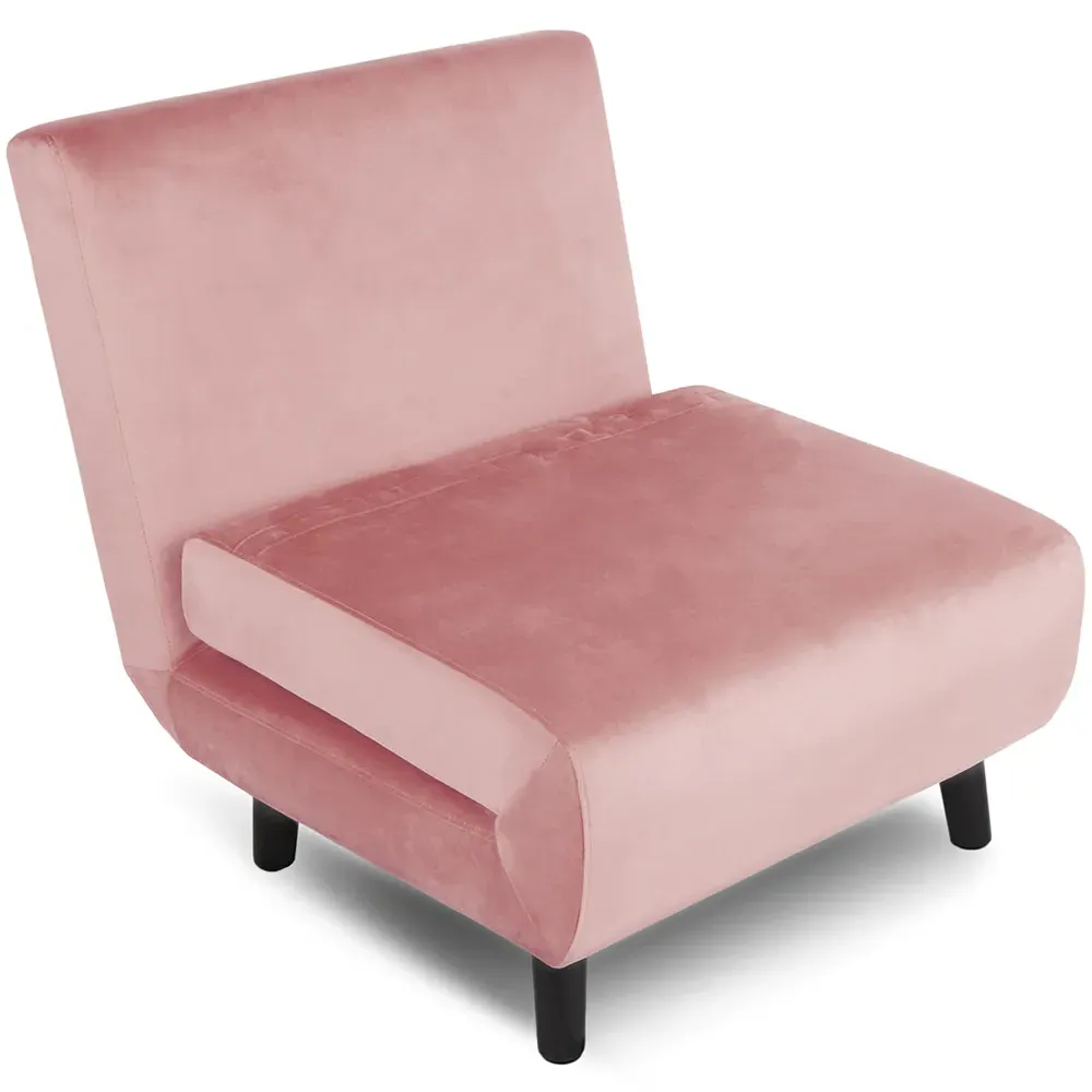 Aurora Single Sleeper Sofa Bed - Pink, Velvet