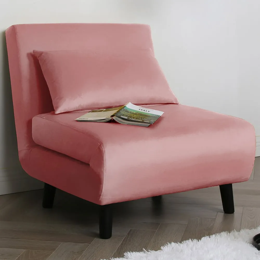 Aurora Single Sleeper Sofa Bed - Pink, Velvet