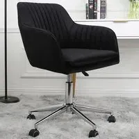 Briseis Swivel Office Chair with Armrests - Black, Velvet