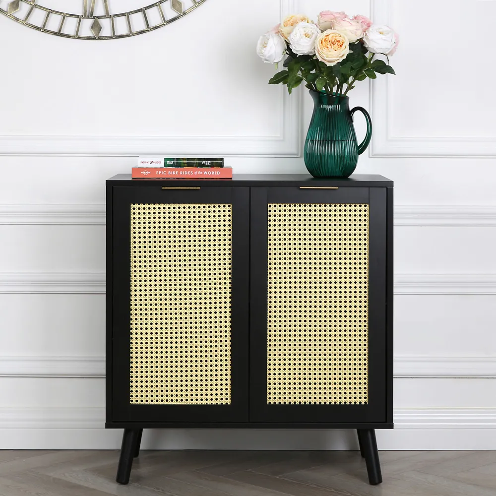 Craven 2 Door Sideboard with Cane Front - Black