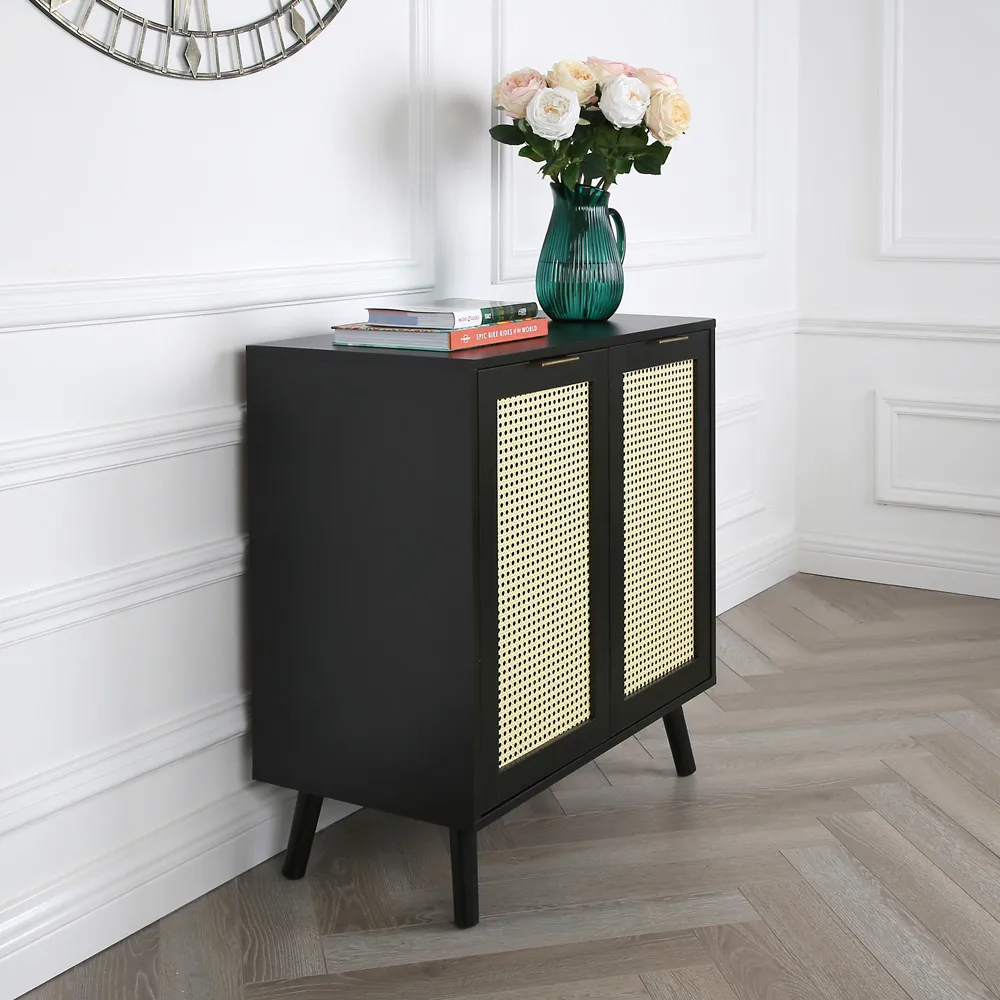 Craven 2 Door Sideboard with Cane Front - Black
