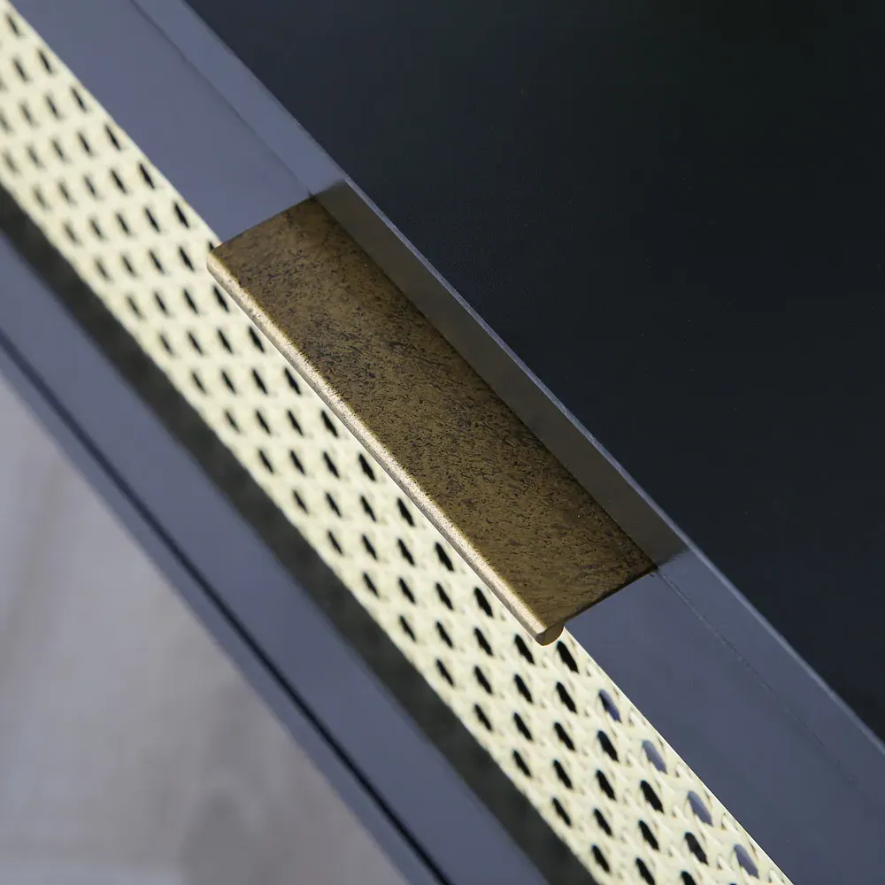 Craven 2 Drawer Console Table with Cane Front - Black