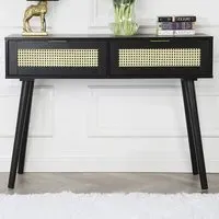 Craven 2 Drawer Console Table with Cane Front - Black