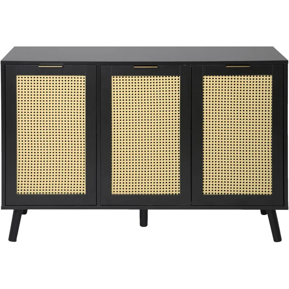 Craven 3 Door Sideboard with Cane Front - Black