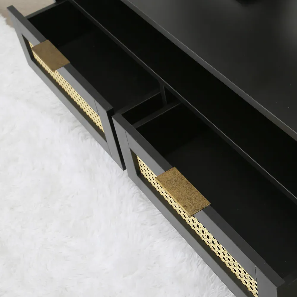 Craven Corner TV Unit with Cane Front - Black