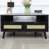 Craven Corner TV Unit with Cane Front - Black