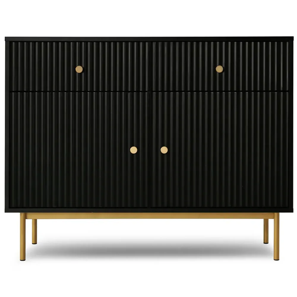 Devon 2 Door 2 Drawer Storage Cabinet - Black, MDF