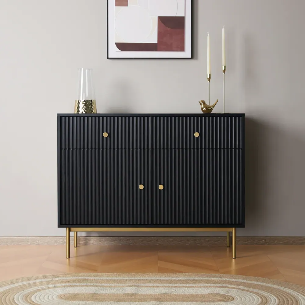 Devon 2 Door 2 Drawer Storage Cabinet - Black, MDF