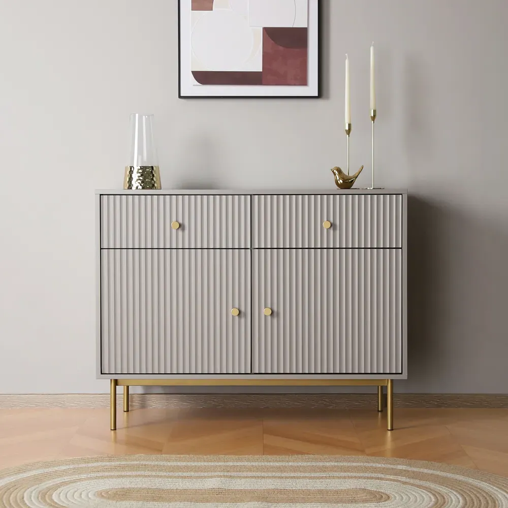 Devon 2 Door 2 Drawer Storage Cabinet - Grey, MDF