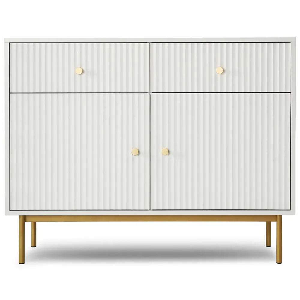 Devon 2 Door 2 Drawer Storage Cabinet - White, MDF