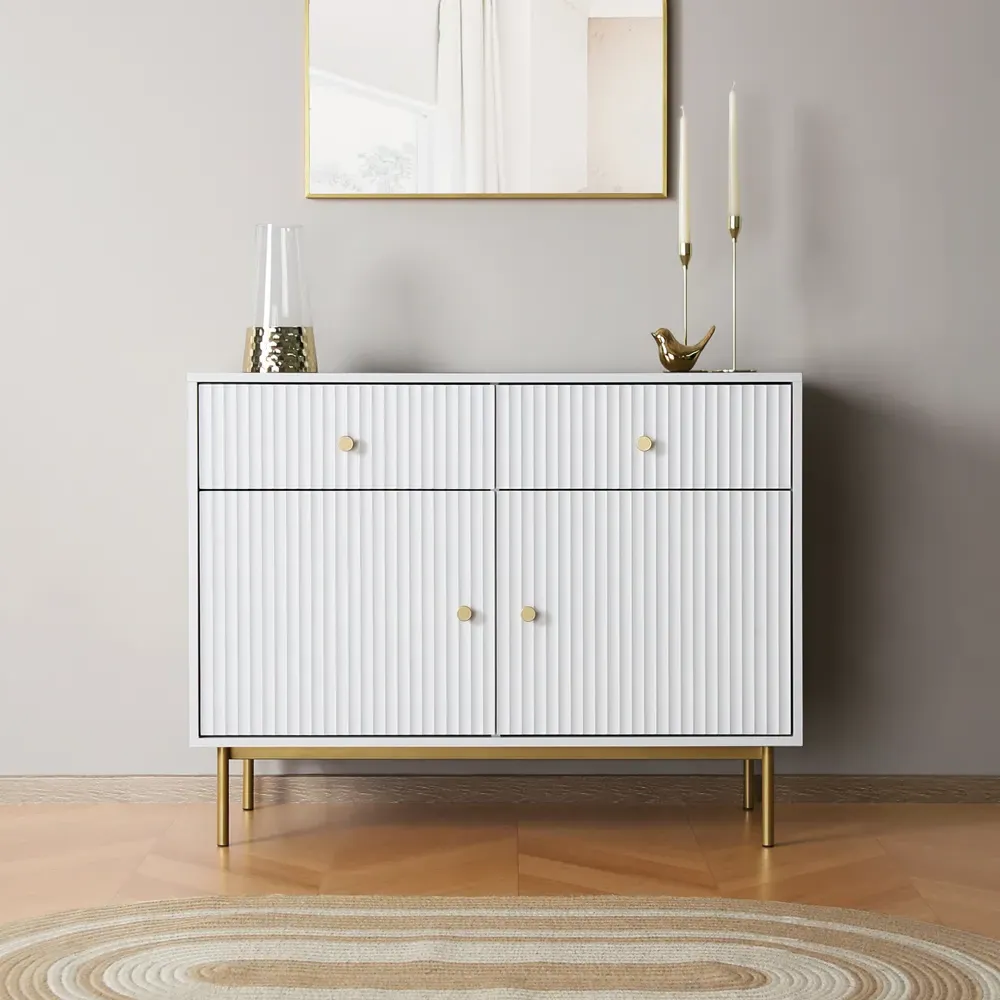 Devon 2 Door 2 Drawer Storage Cabinet - White, MDF