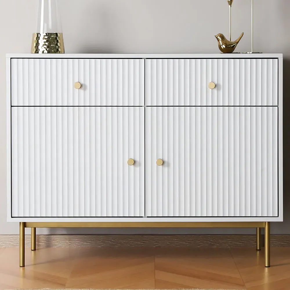 Devon 2 Door 2 Drawer Storage Cabinet - White, MDF