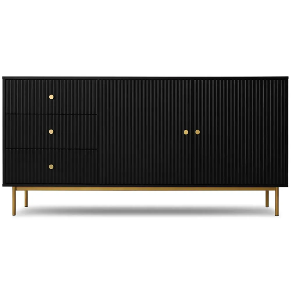 Devon 2 Door 3 Drawer Sideboard with Storage - Black