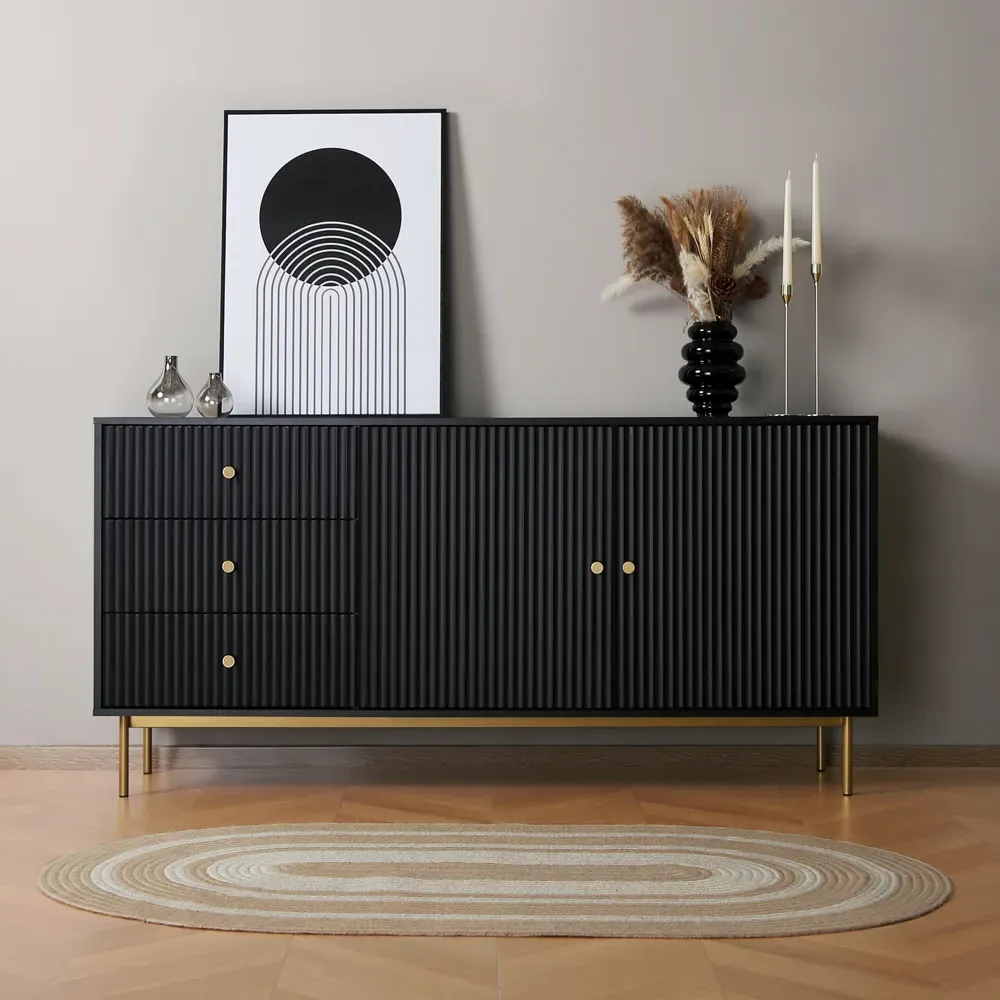 Devon 2 Door 3 Drawer Sideboard with Storage - Black