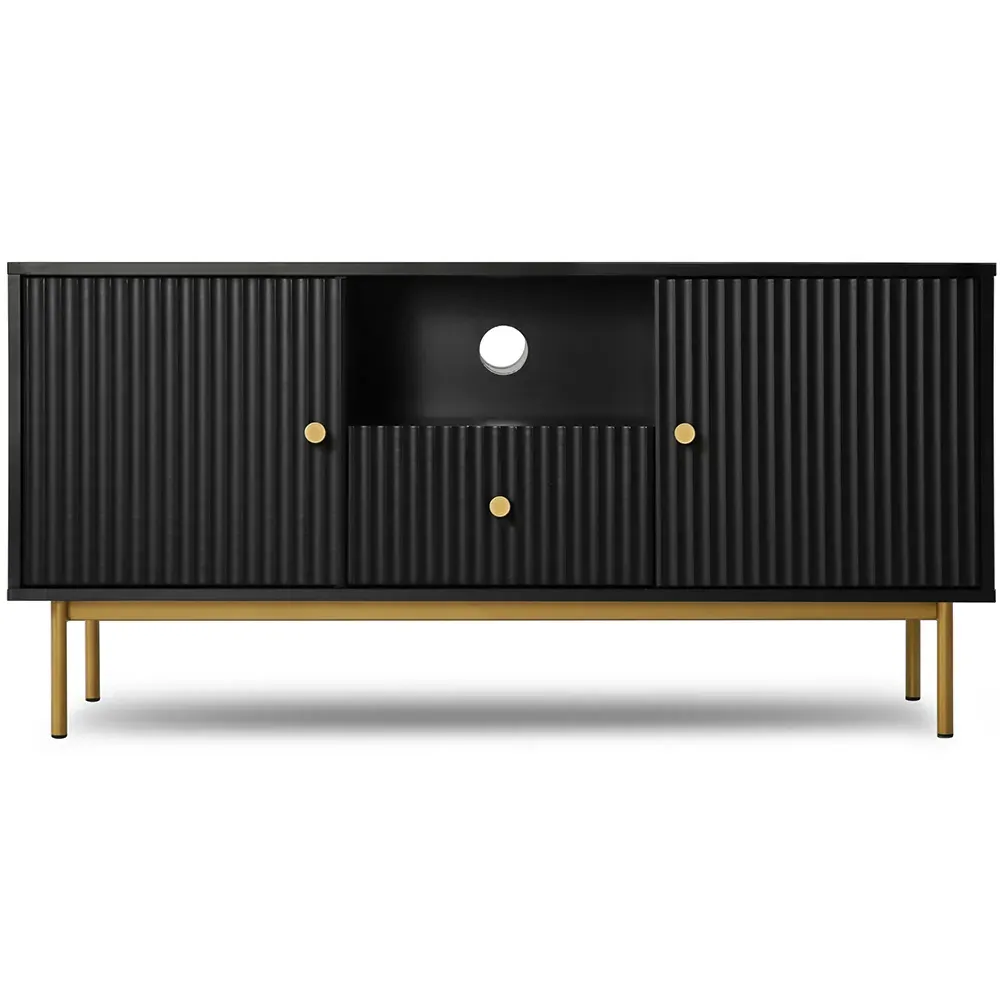 Devon 2 Door Single Drawer TV Unit - Black