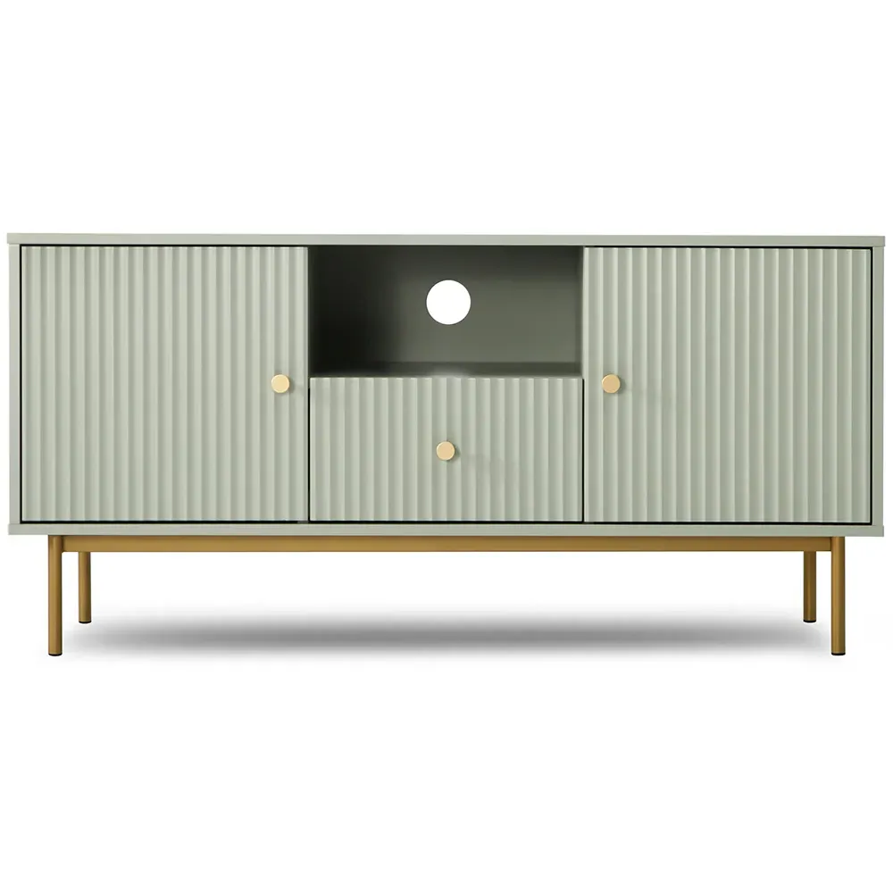 Devon 2 Door Single Drawer TV Unit - Green