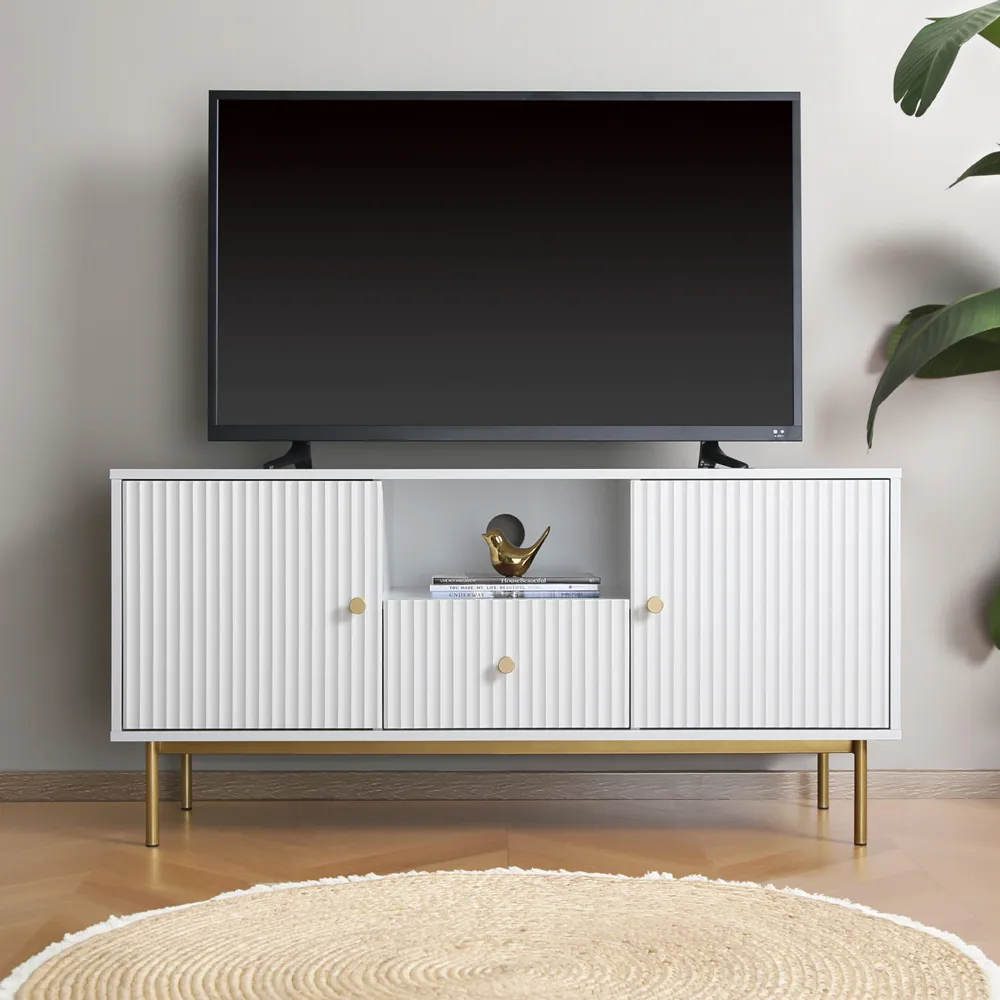Devon 2 Door Single Drawer TV Unit - White