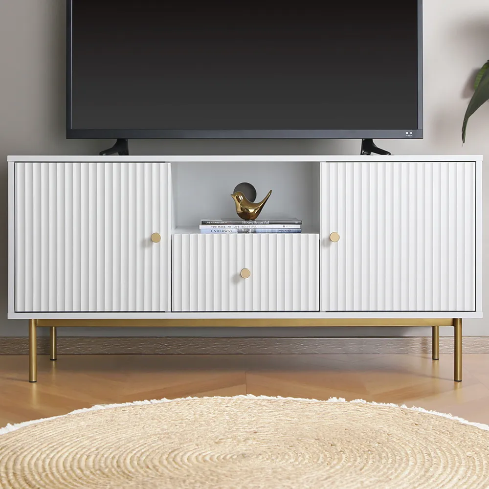 Devon 2 Door Single Drawer TV Unit - White