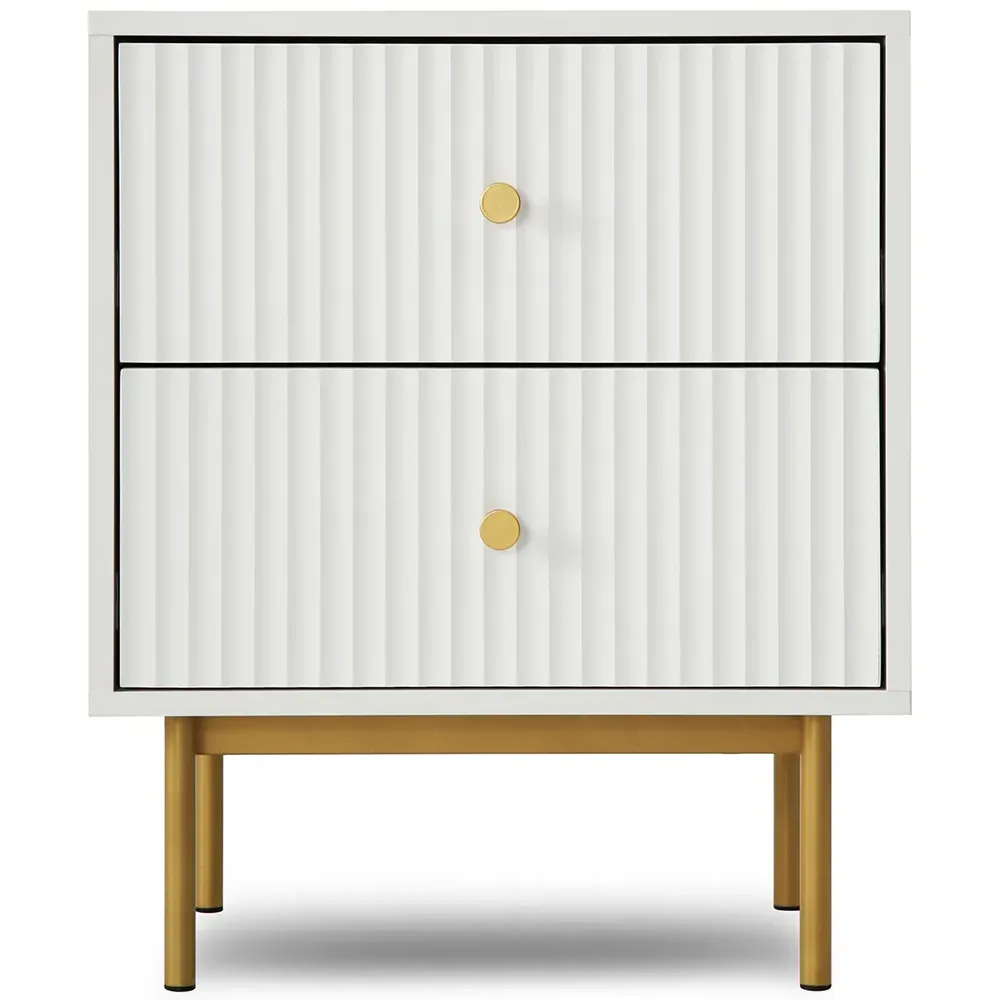 Devon 2 Drawer Bedside Table - White
