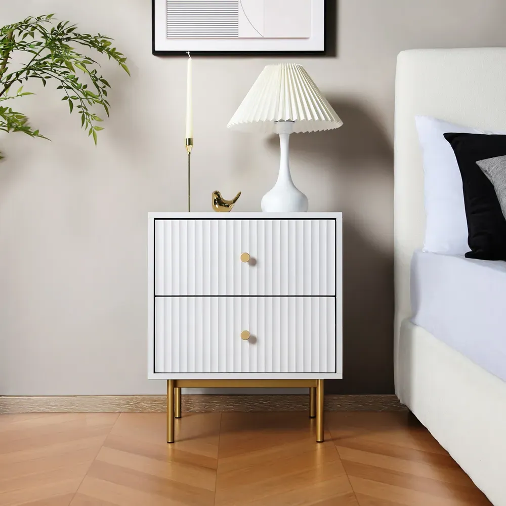Devon 2 Drawer Bedside Table - White