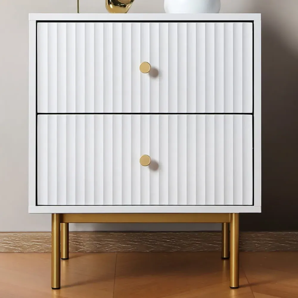 Devon 2 Drawer Bedside Table - White image