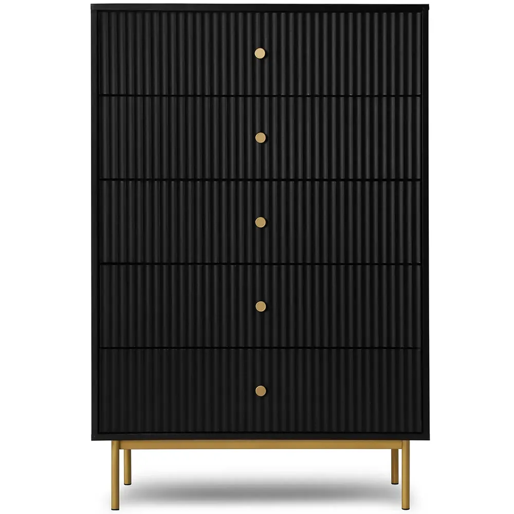 Devon 5 Drawer Chest of Drawers - Black, MDF