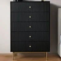 Devon 5 Drawer Chest of Drawers - Black, MDF