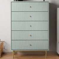 Devon 5 Drawer Chest of Drawers - Green, MDF