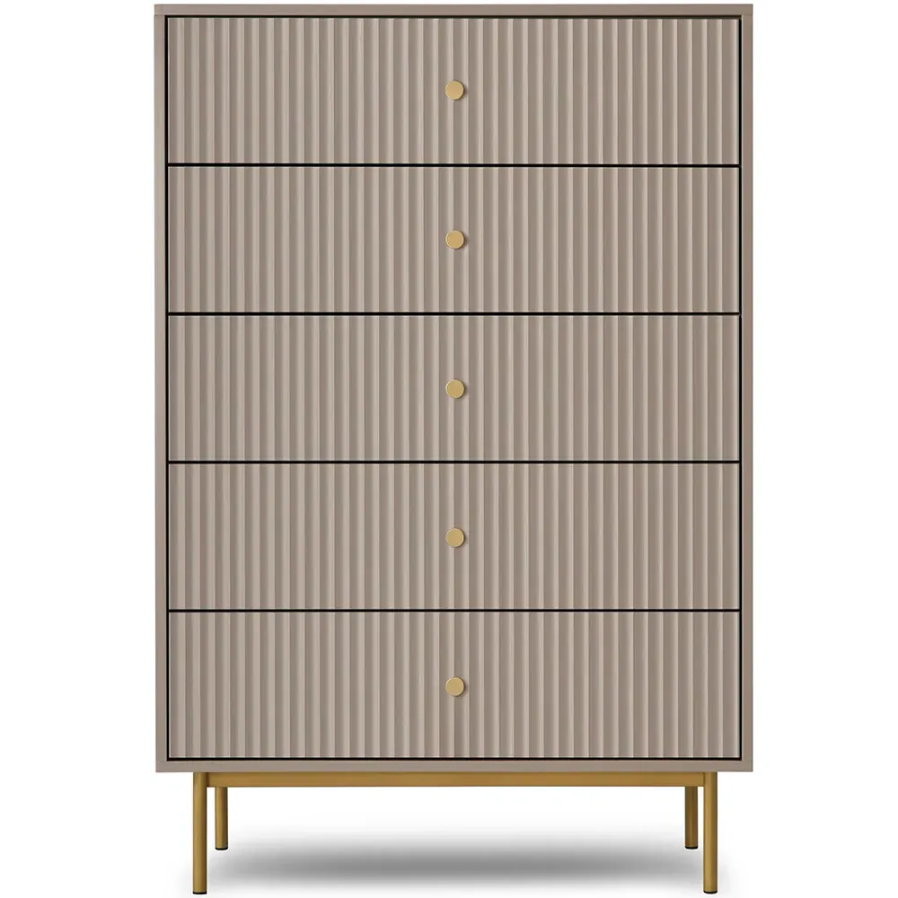 Devon 5 Drawer Chest of Drawers - Grey, MDF