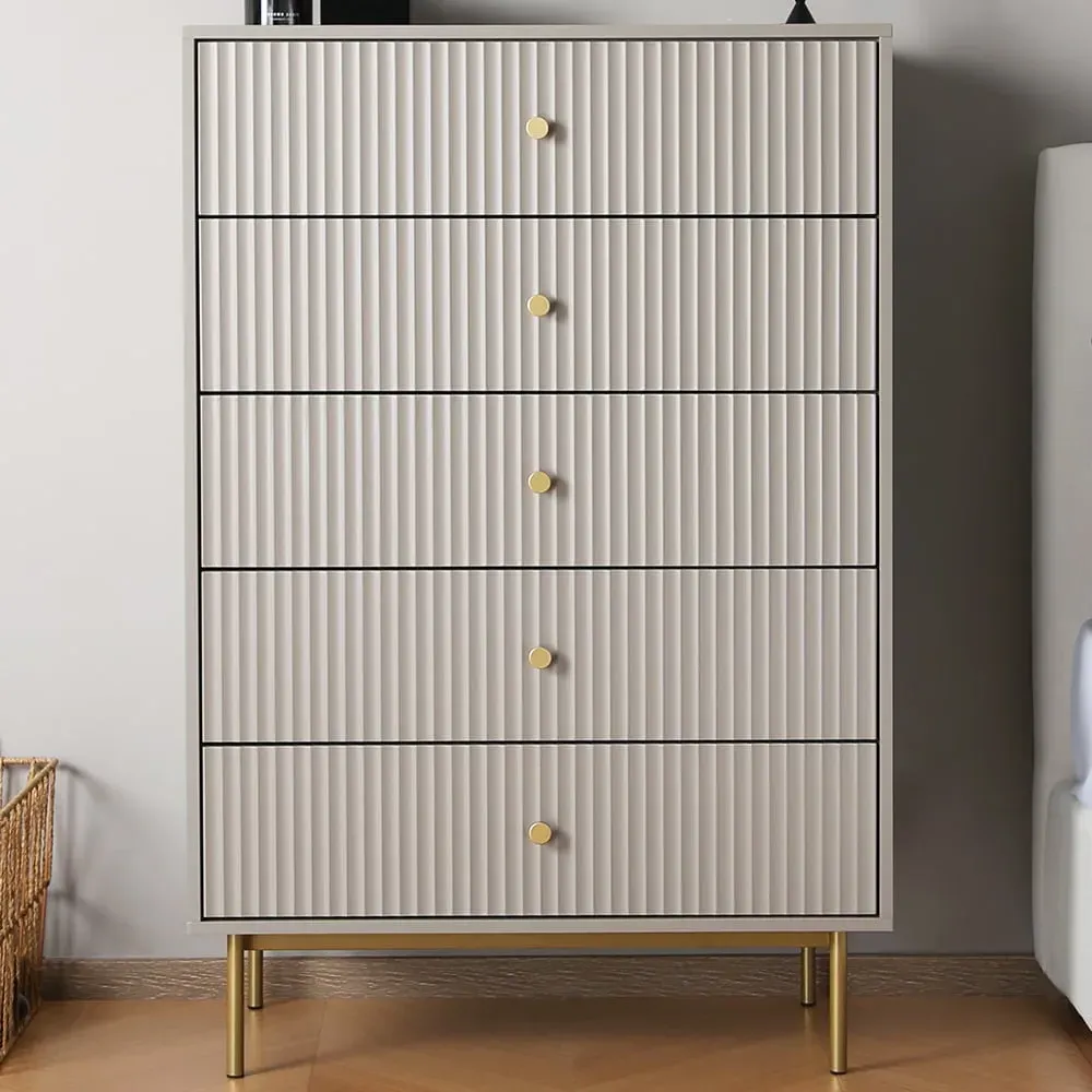 Devon 5 Drawer Chest of Drawers - Grey, MDF