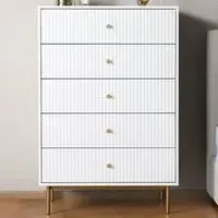 Devon 5 Drawer Chest of Drawers - White, MDF